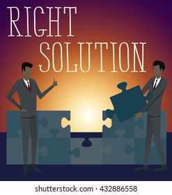 Right solution concept flat infographic vector. Business concept