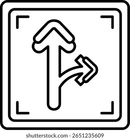 Design de ícone de estilo preenchido reto para a direita e para cima