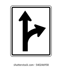 Right or straight only illustration of roadsign isolated on white background