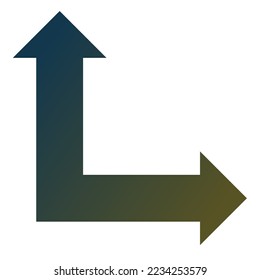 Right and Straight Way Arrow Icon Gradient