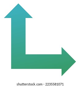Right and Straight Way Arrow Icon Gradient