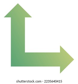 Right and Straight Way Arrow Icon Gradient