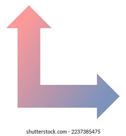 Right and Straight Way Arrow Icon Gradient