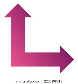Gradiente de iconos de flecha de la dirección derecha y recta