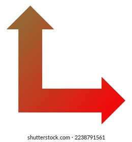 Right and Straight Way Arrow Icon Gradient