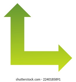Gradiente de iconos de flecha de la dirección derecha y recta