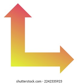 Right and Straight Way Arrow Icon Gradient