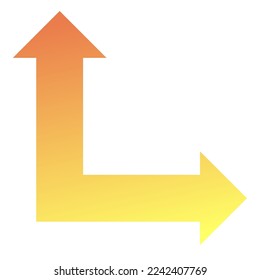 Right and Straight Way Arrow Icon Gradient