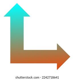 Right and Straight Way Arrow Icon Gradient