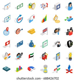 Right strategy icons set. Isometric style of 36 right strategy vector icons for web isolated on white background
