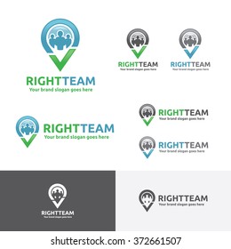 Right Team Job Logo, Team Check Business Identity