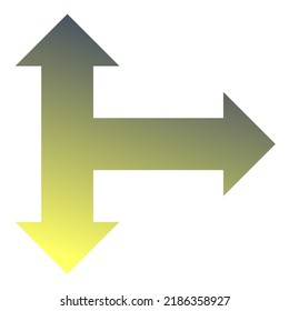 Right Three Way Arrow Icon Gradient Vector