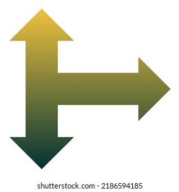 Right Three Way Arrow Icon Gradient Vector