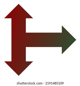 Right Three Way Arrow Icon Gradient Vector
