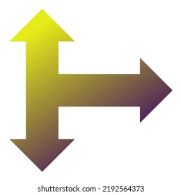 Right Three Way Arrow Icon Gradient Vector