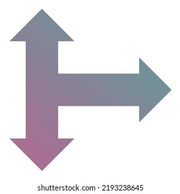 Right Three Way Arrow Icon Gradient Vector