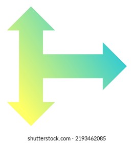 Right Three Way Arrow Icon Gradient Vector