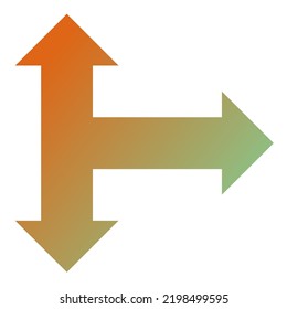 Right Three Way Arrow Icon Gradient Vector