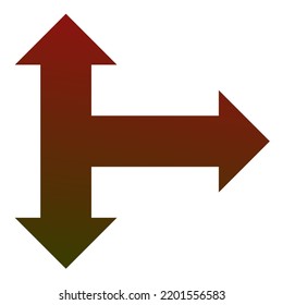 Right Three Way Arrow Icon Gradient Vector