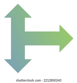 Rechts-Drei-Wege-Pfeil-Symbol Farbverlauf-Vektorgrafik