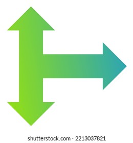 Vector de degradado de icono de flecha de tres vías derecha