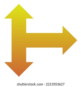 Right Three Way Arrow Icon Gradient Vector