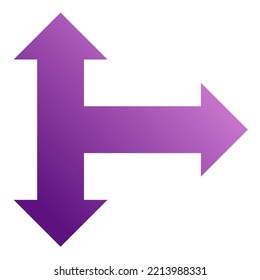Right Three Way Arrow Icon Gradient Vector