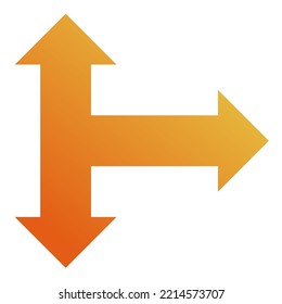 Right Three Way Arrow Icon Gradient Vector