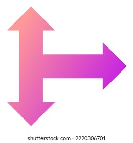 Right Three Way Arrow Icon Gradient Vector