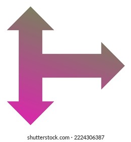 Right Three Way Arrow Icon Gradient Vector