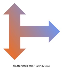 Right Three Way Arrow Icon Gradient Vector
