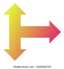 Vector de degradado de icono de flecha de tres vías derecha