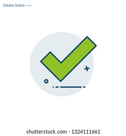 Right tick icon, right, correct, accept, tick, positive, vote, Check List Marker of assessment, Editable stroke