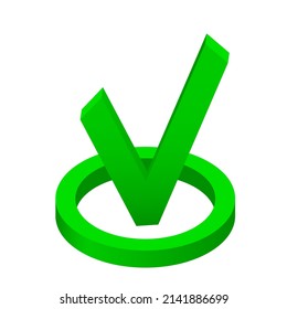 Right tick vector icon. Checklist green vector design. Check mark icon for business, office, poster and web design.