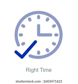 Right Time and clock icon concept