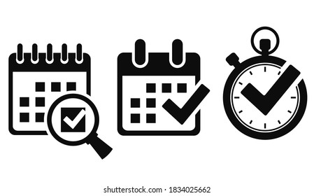 Right time vector icons set isolated on white background