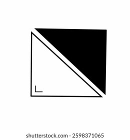 Right triangle black and white on a white background. Suitable for education, design elements, presentations, websites or applications