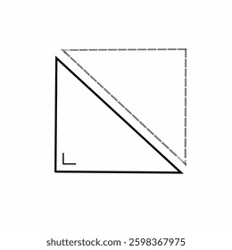 Right triangle with dotted lines on white background. Suitable for education, design elements, presentations, websites or applications