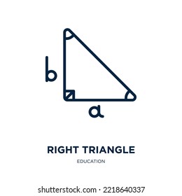 right triangle icon from education collection. Thin linear right triangle, triangle, geometric outline icon isolated on white background. Line vector right triangle sign, symbol for web and mobile