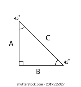 right triangle , with numbers indicating a 45 degree angle svg