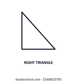 right triangle outline icon.  Thin line icon from education collection. Editable vector isolated on white background