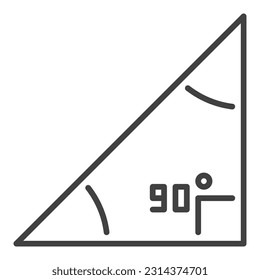 Right Triangle vector Maths 90 degree angle concept icon or sign in thin line style