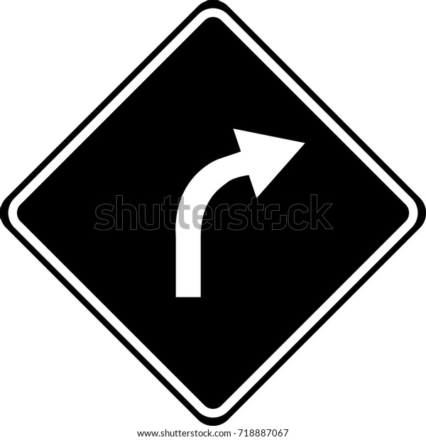 Right Turn Ahead Warning Sign Information Stock Vector (Royalty Free ...