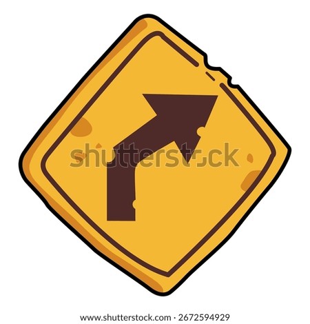 Right turn Curved Arrow Road Sign Vector Illustration