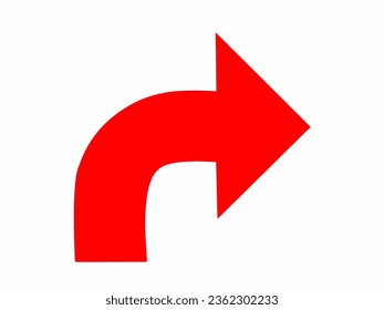 right turn direction symbol on isolated white background
