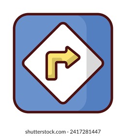 Icono Giro derecho aislar ilustración de material vectorial de fondo blanco