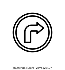 Right turn icon line vector design with trendy style