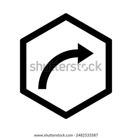 right turn icon, silhouette vector isolated on white background. simple and modern design
