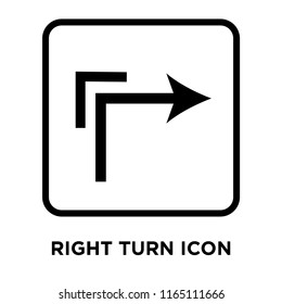 Right turn icon vector isolated on white background, Right turn transparent sign