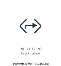 Right turn icon vector. Trendy flat right turn icon from user interface collection isolated on white background. Vector illustration can be used for web and mobile graphic design, logo, eps10